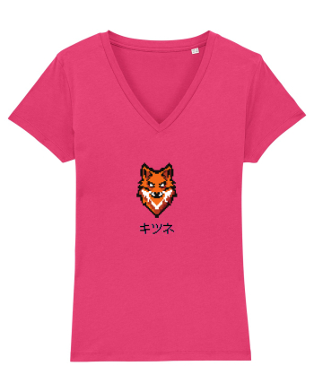 Vulpe (kitsune, katakana) Pixel Art  (negru) Raspberry