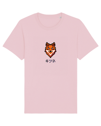 Vulpe (kitsune, katakana) Pixel Art  (negru) Cotton Pink