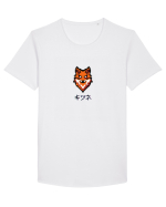 Vulpe (kitsune, katakana) Pixel Art  (negru) Tricou mânecă scurtă guler larg Bărbat Skater