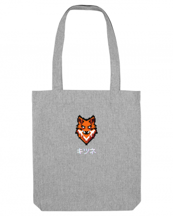 Vulpe (kitsune, katakana) Pixel Art  (alb) Heather Grey