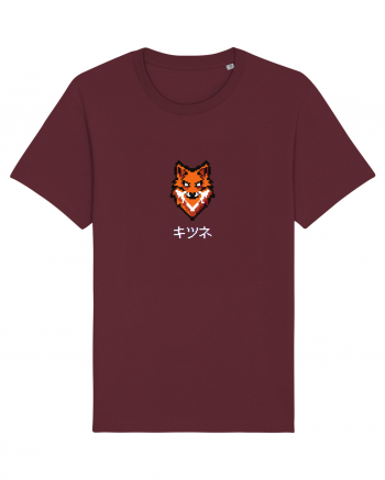 Vulpe (kitsune, katakana) Pixel Art  (alb) Burgundy