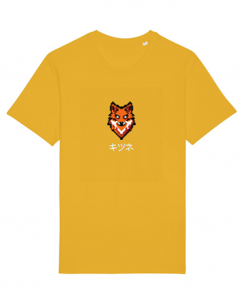 Vulpe (kitsune, katakana) Pixel Art  (alb) Spectra Yellow