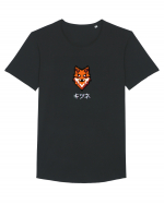 Vulpe (kitsune, katakana) Pixel Art  (alb) Tricou mânecă scurtă guler larg Bărbat Skater