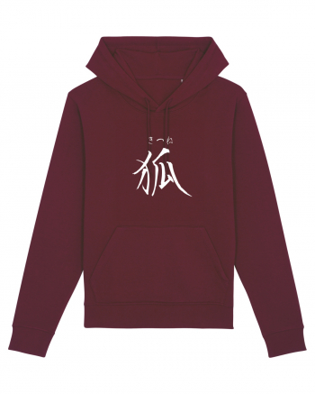 Vulpe în Japoneză (kitsune, hiragana și kanji) alb Burgundy