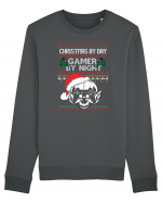 Christmas By Day Gamer By Night Bluză mânecă lungă Unisex Rise