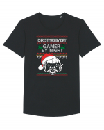 Christmas By Day Gamer By Night Tricou mânecă scurtă guler larg Bărbat Skater