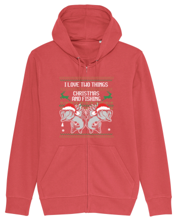 I Love Two Things Christmas And Fishing Carmine Red