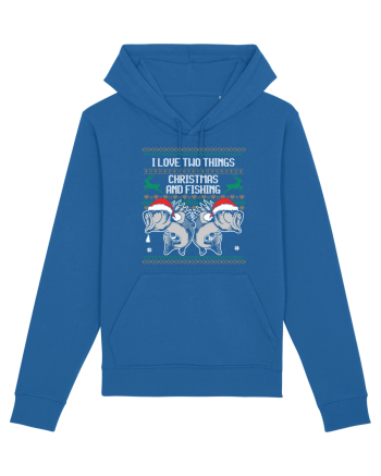 I Love Two Things Christmas And Fishing Royal Blue