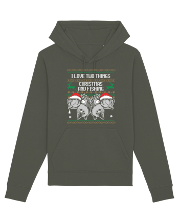 I Love Two Things Christmas And Fishing Khaki