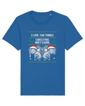 I Love Two Things Christmas And Fishing Royal Blue