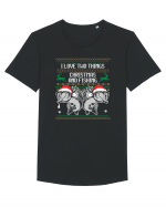 I Love Two Things Christmas And Fishing Tricou mânecă scurtă guler larg Bărbat Skater