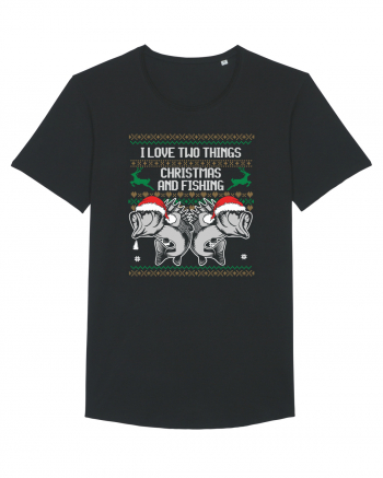 I Love Two Things Christmas And Fishing Black