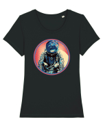 Retro Astronaut  Tricou mânecă scurtă guler larg fitted Damă Expresser