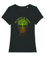 Rooted in Christ Tricou mânecă scurtă guler larg fitted Damă Expresser