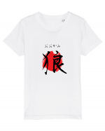 Lup în Japoneză (ookami, hiragana și kanji) negru și roșu Tricou mânecă scurtă  Copii Mini Creator