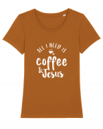 Coffee & Jesus Tricou mânecă scurtă guler larg fitted Damă Expresser