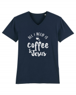 Coffee & Jesus Tricou mânecă scurtă guler V Bărbat Presenter