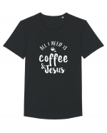 Coffee & Jesus Tricou mânecă scurtă guler larg Bărbat Skater
