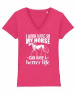 HORSE Tricou mânecă scurtă guler V Damă Evoker