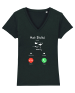 HAIR STYLIST Tricou mânecă scurtă guler V Damă Evoker