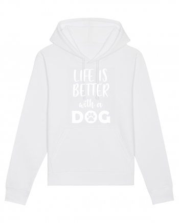 Life is better with a dog. White