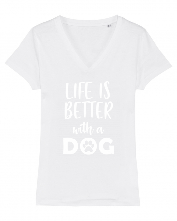 Life is better with a dog. White