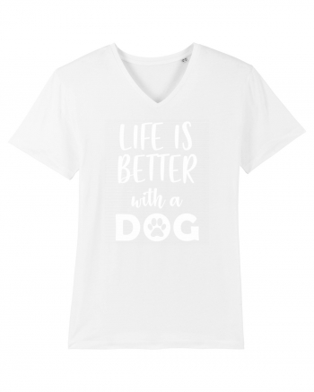 Life is better with a dog. White