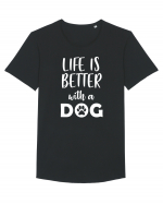 Life is better with a dog. Tricou mânecă scurtă guler larg Bărbat Skater