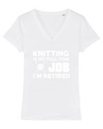 KNIT Tricou mânecă scurtă guler V Damă Evoker