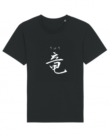 Dragon în Japoneză (ryuu, hiragana și kanji) alb Black