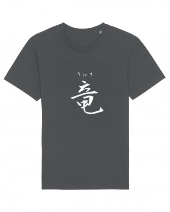 Dragon în Japoneză (ryuu, hiragana și kanji) alb Anthracite