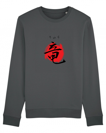 Dragon în Japoneză (ryuu, hiragana și kanji) negru și roșu Anthracite