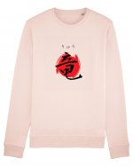 Dragon în Japoneză (ryuu, hiragana și kanji) negru și roșu Bluză mânecă lungă Unisex Rise