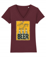 All you need is Beer Tricou mânecă scurtă guler V Damă Evoker