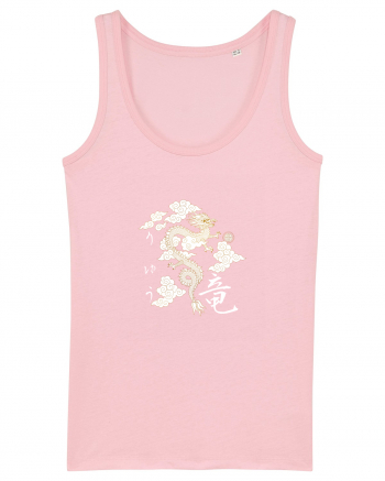 Dragon în Japoneză (ryuu) alb Cotton Pink