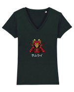 Samurai în Japoneză (pixel art) alb Tricou mânecă scurtă guler V Damă Evoker