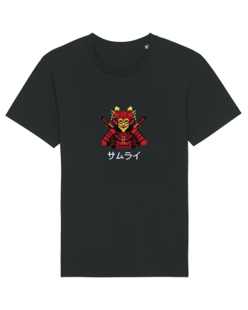 Samurai în Japoneză (pixel art) alb Black