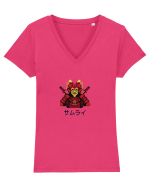 Samurai în Japoneză (pixel art) negru Tricou mânecă scurtă guler V Damă Evoker