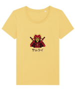 Samurai în Japoneză (pixel art) negru Tricou mânecă scurtă guler larg fitted Damă Expresser