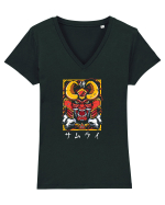 Samurai în Japoneză (ilustrație) Tricou mânecă scurtă guler V Damă Evoker