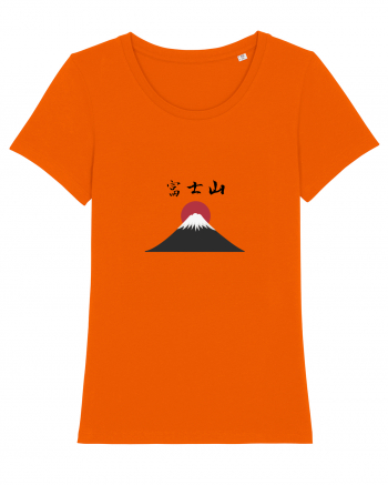 Muntele Fuji (Fujisan) kanji negru Bright Orange