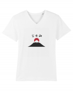 Muntele Fuji (Fujisan) kanji negru Tricou mânecă scurtă guler V Bărbat Presenter
