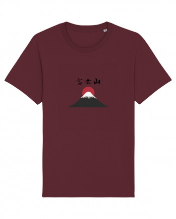 Muntele Fuji (Fujisan) kanji negru Burgundy