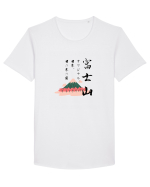 Muntele Fuji (Fujisan) negru  (ver 2) Tricou mânecă scurtă guler larg Bărbat Skater