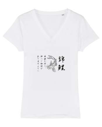Koi Fish (text japoneză) negru White
