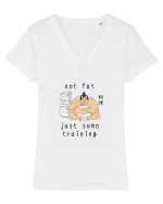 Not Fat Just Sumo Training (negru) Tricou mânecă scurtă guler V Damă Evoker