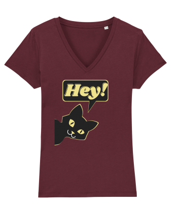 Funny Black Cat Burgundy