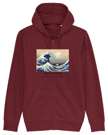 The Great Wave off Kanagawa (text negru) Burgundy
