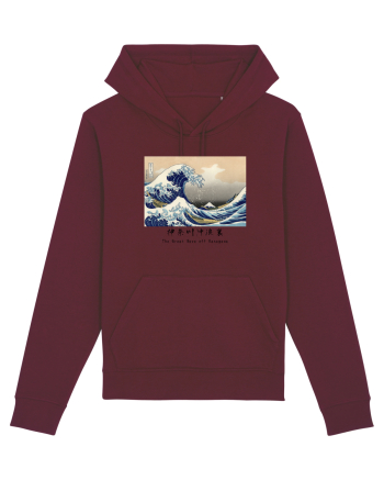 The Great Wave off Kanagawa (text negru) Burgundy