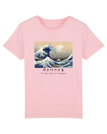 The Great Wave off Kanagawa (text negru) Cotton Pink